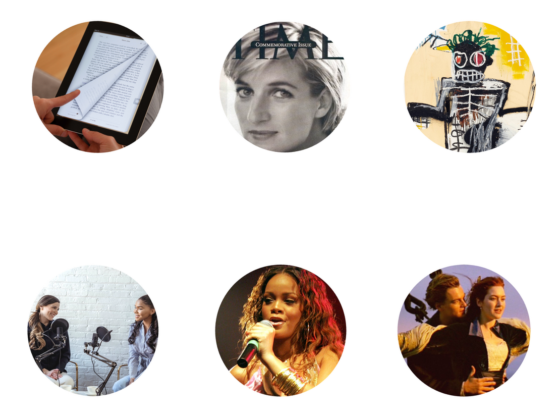 Examples of Shoot.to content: books, magazines, art, podcasts, music and video