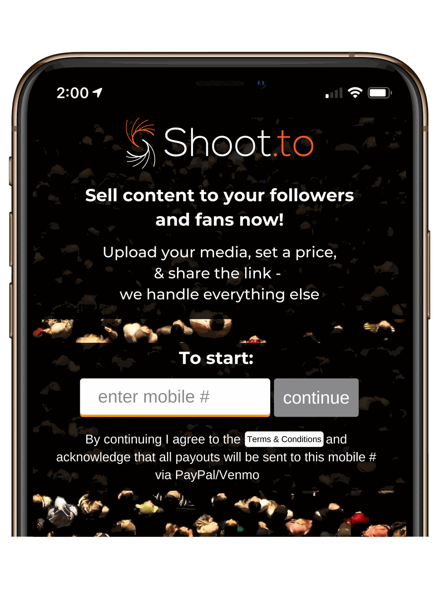 Phone showing the Shoot.to upload screen